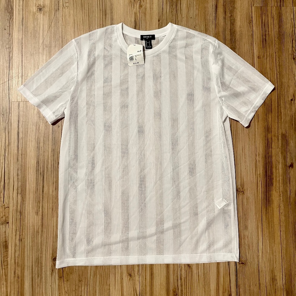 Mens White Mesh Shirt